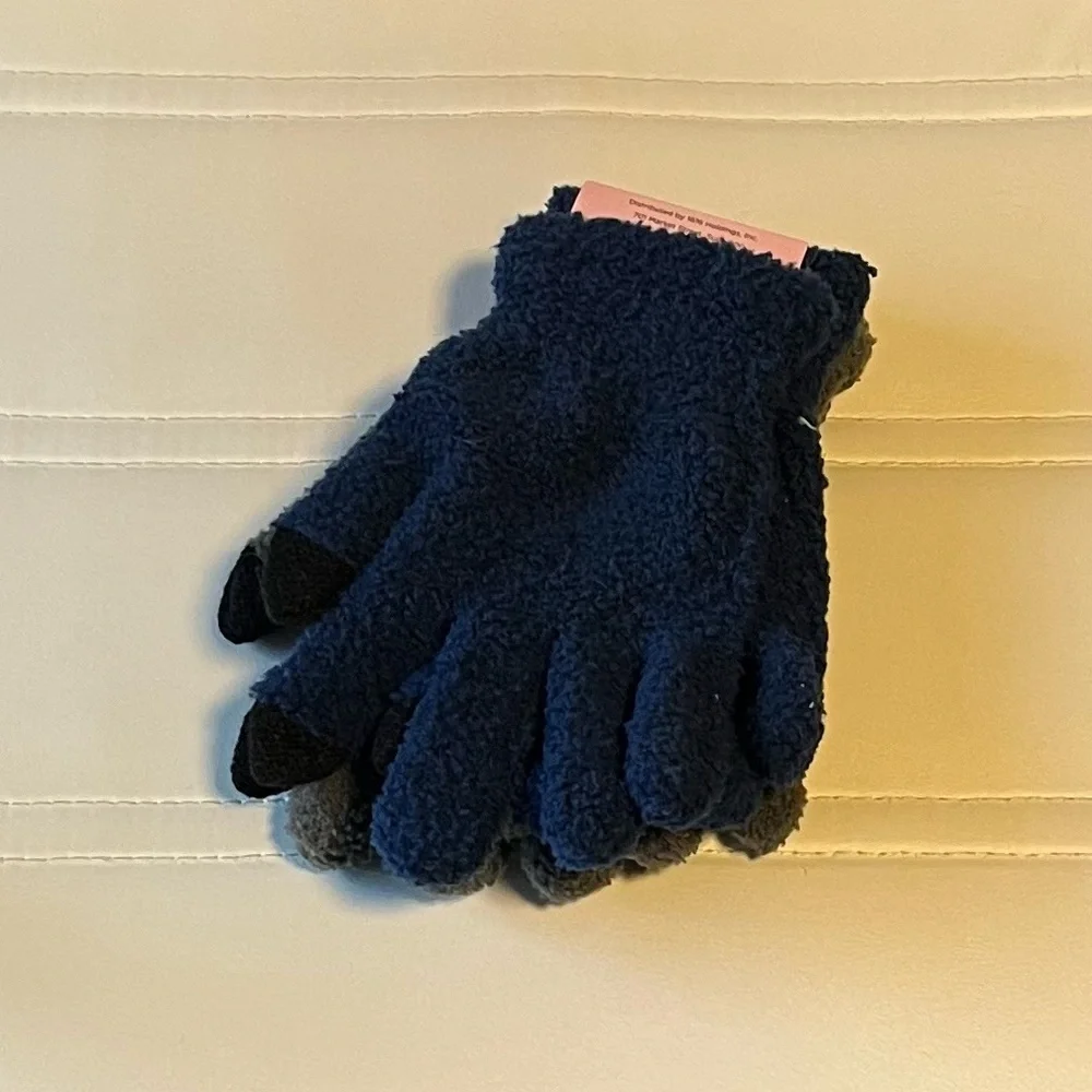Cozy & Soft Navy Blue and Gray Texting Gloves 2 Pack